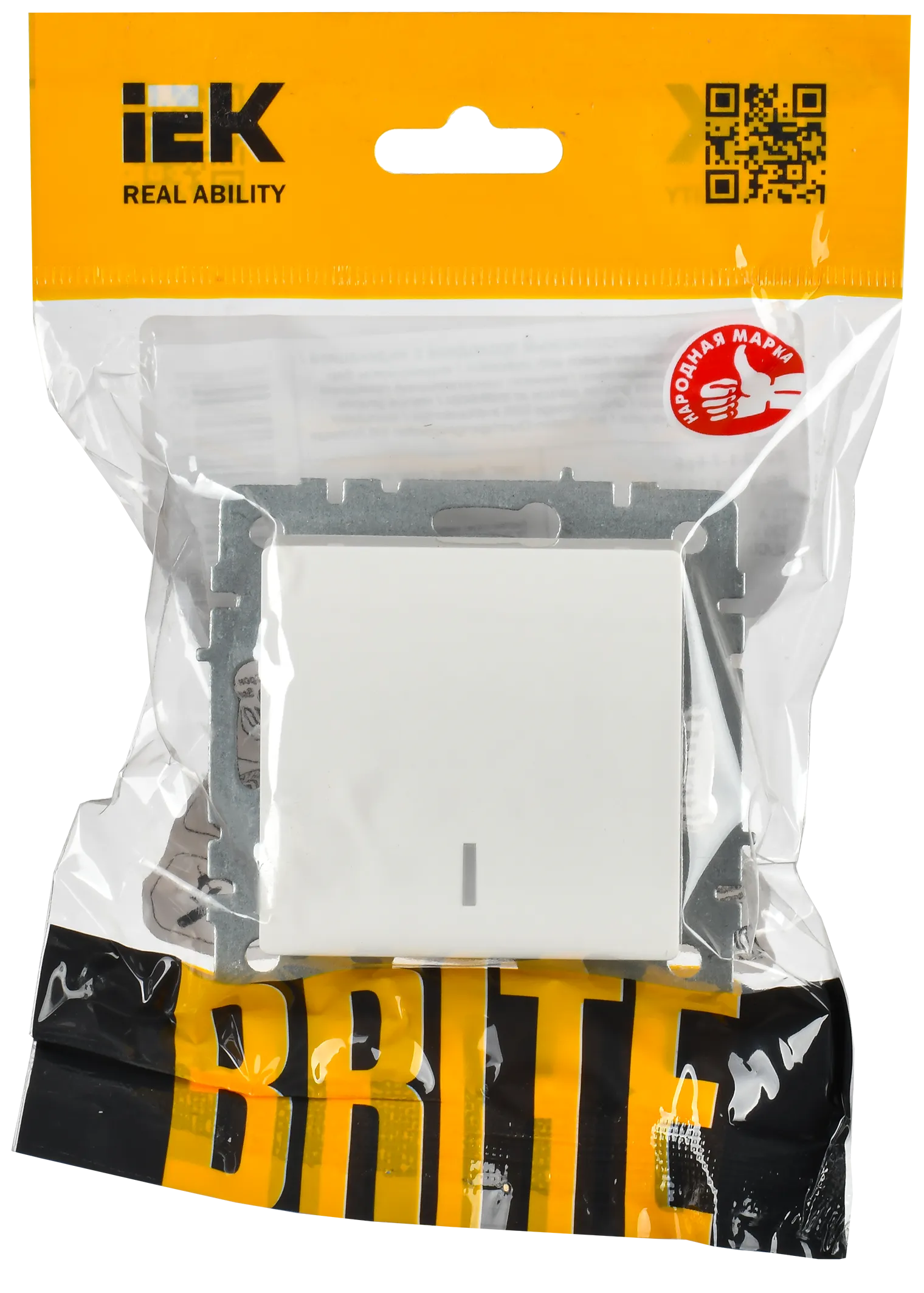 BRITE Выключатель 1-клавишный проходной с индикацией 10А ВС10-1-7-БрБ белый IEK - Фото 2