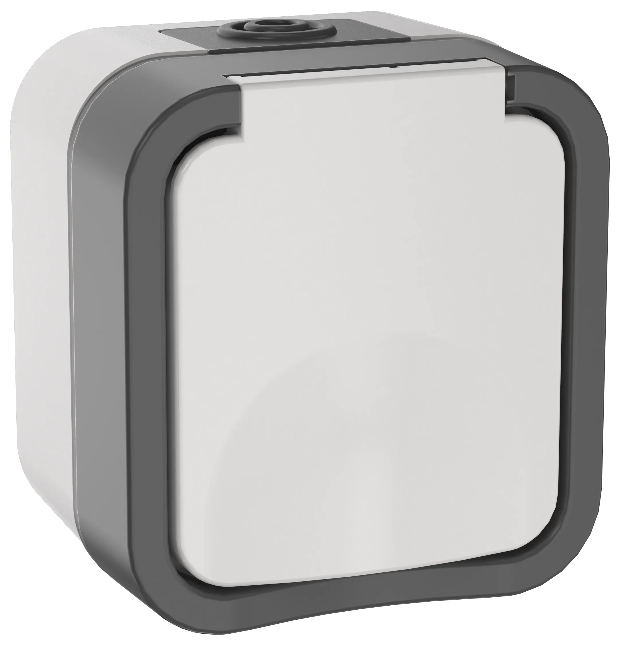 TORS Розетка 1-местная заземляющим контактом и крышкой 16А IP55 TS220 серо-белый IEK TS-R16-16-55-K41