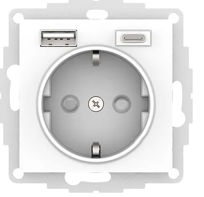 Розетка AtlasDesign 16А с 2-мя заряд. устройствами USB тип A+C 5В/2.4А/3.0А 2х5В/1.5А механизм лотос SE ATN001332