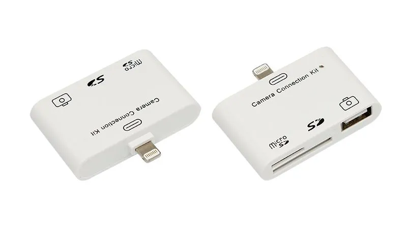 Адаптер для iPhone 5 на USB, SD, microSD для переноса фото белый