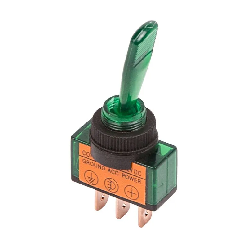 Тумблер 12V 20А (3c) ON-OFF однополюсный с зеленой подсветкой (ASW-13D) REXANT