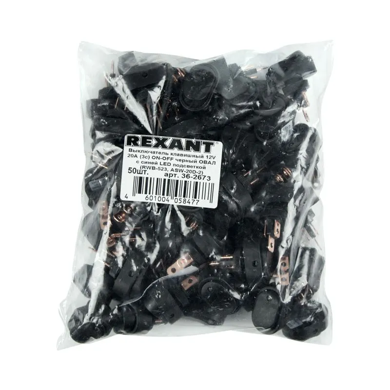 Выключатель клавишный 12V 30А (3с) ON-OFF черный ОВАЛ с зеленой LED подсветкой (RWB-523, ASW-20D) REXANT - Фото 3
