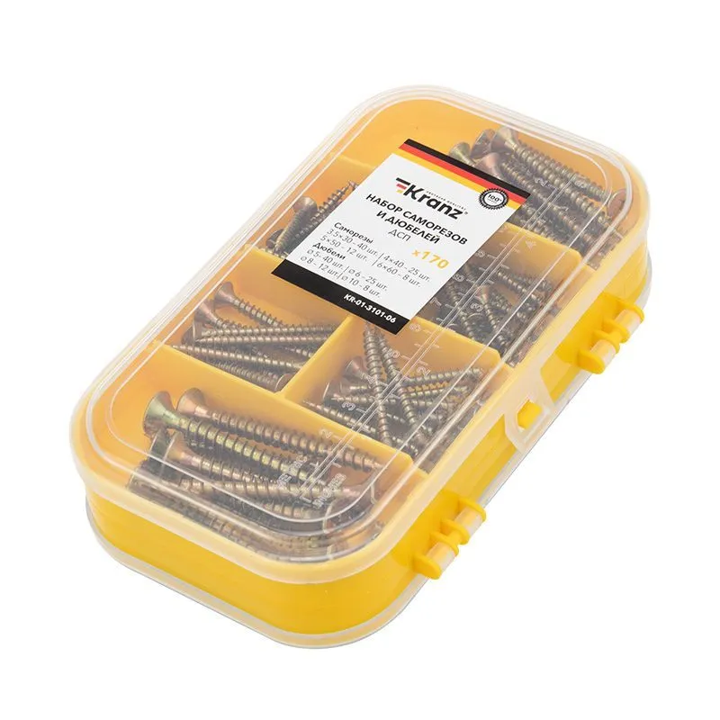 Набор саморезов и дюбелей для ДСП (170 шт/уп) KRANZ KR-01-3101-06
