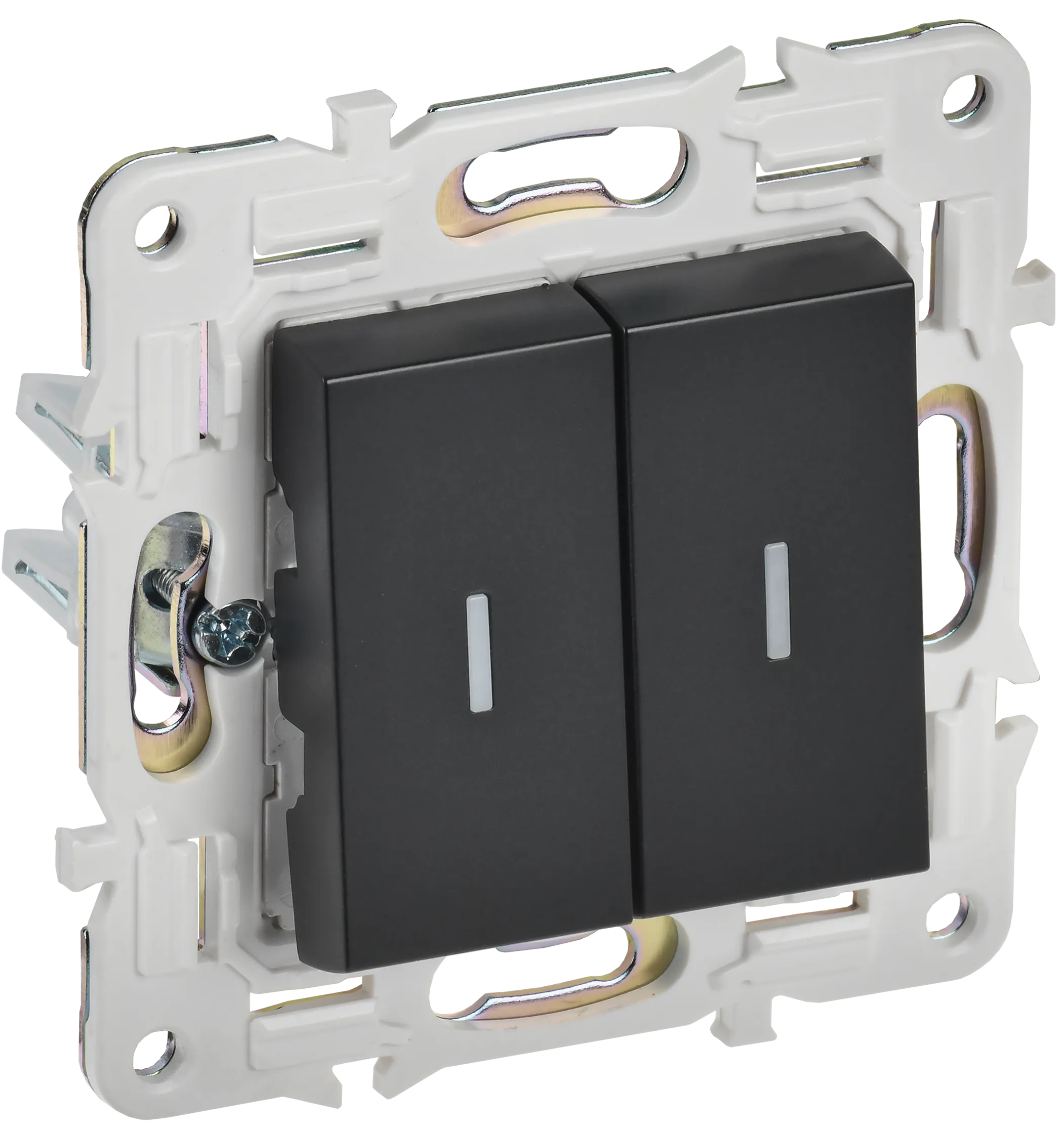 SKANDY Выключатель 2-клавишный с индикацией 10А SK-V09Bl черный IEK