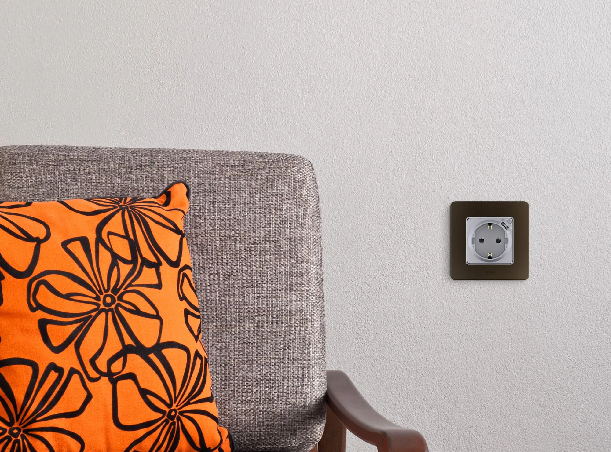 INSPIRIA Розетка 1-местная с заземлением с защитными шторками 16А с USB C 5В безвинтовое крепление алюминий - Фото 2