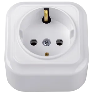 Розетка штепсельная для открытой установки с заземляющим контактом РА16-0102 8776BY
