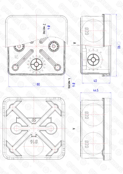 Коробка для прямого монтажа о/п 80х80х40 IP67 безгалог (HF) атмосферост. (60 шт.) GREENEL PRO