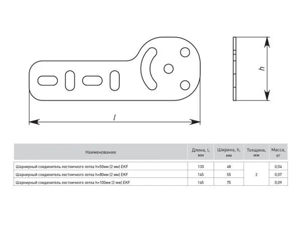 Шарн. соед. лестн. h=50 мм (2 мм) EKF