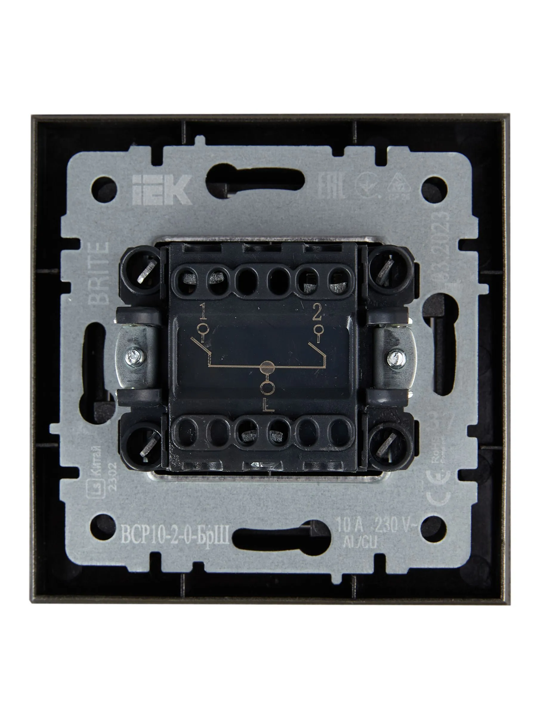 BRITE Выключатель 2-клавишный 10А в сборе ВСР10-2-0-БрШ шампань IEK - Фото 4