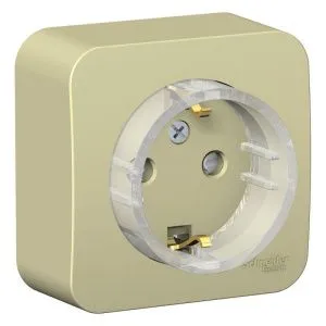 Розетка 1-м ОП Blanca 16А IP20 250В с заземл. защ. шторки с изолир. пластиной (компакт) беж. SE BLNRA111117 520082