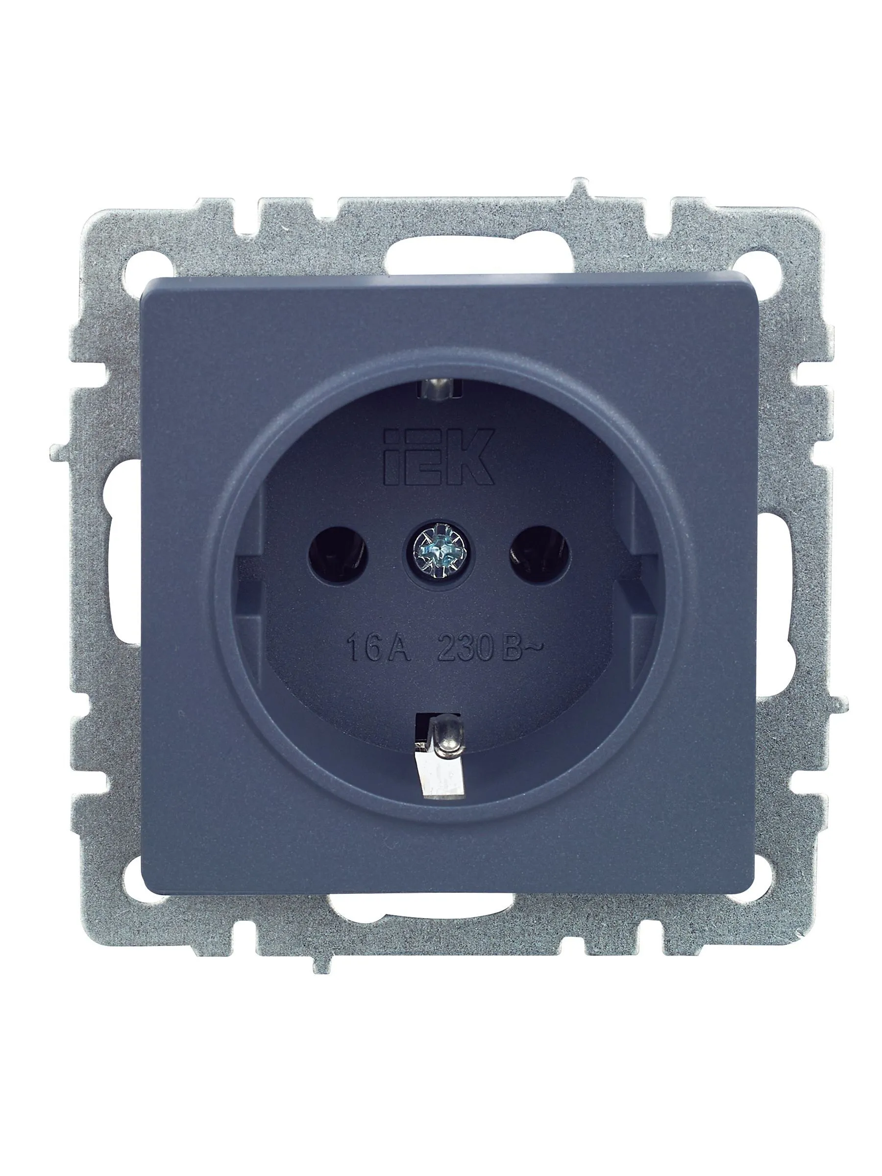 BRITE Розетка 1-местная с заземлением без защитных шторок 16А РС11-1-0-БрМ маренго IEK - Фото 8