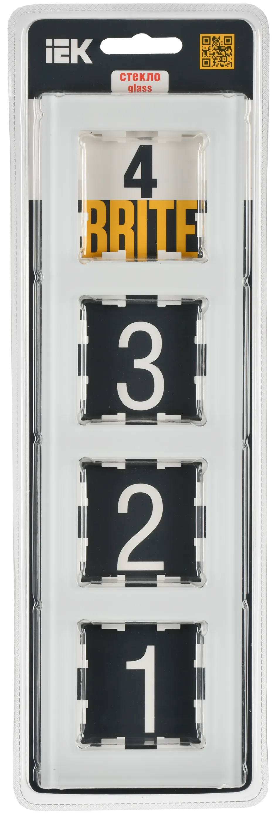 BRITE Рамка 4-местная РУ-4-2-Бр стекло белый матовый IEK - Фото 2