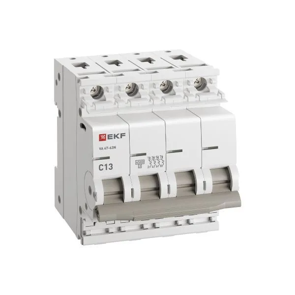 Авт. выкл. 4P 13А (C) 4,5kA ВА 47-63N EKF PROxima - Фото 3