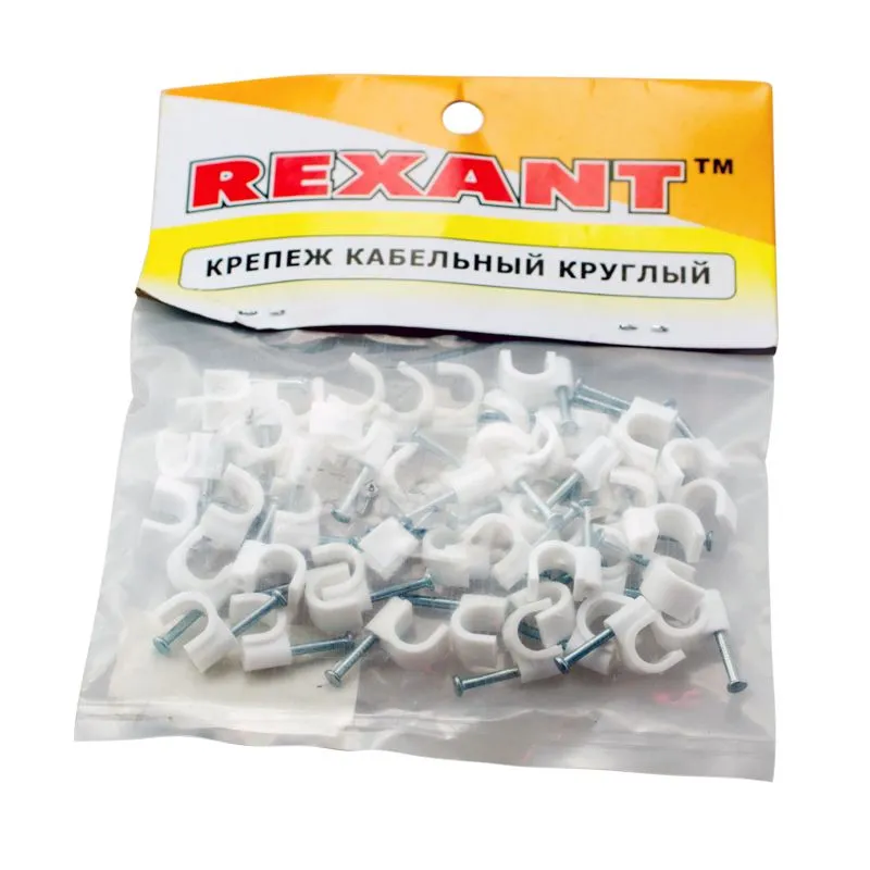 Крепеж кабеля круглый 7мм, белый (50 шт/уп) REXANT - Фото 3