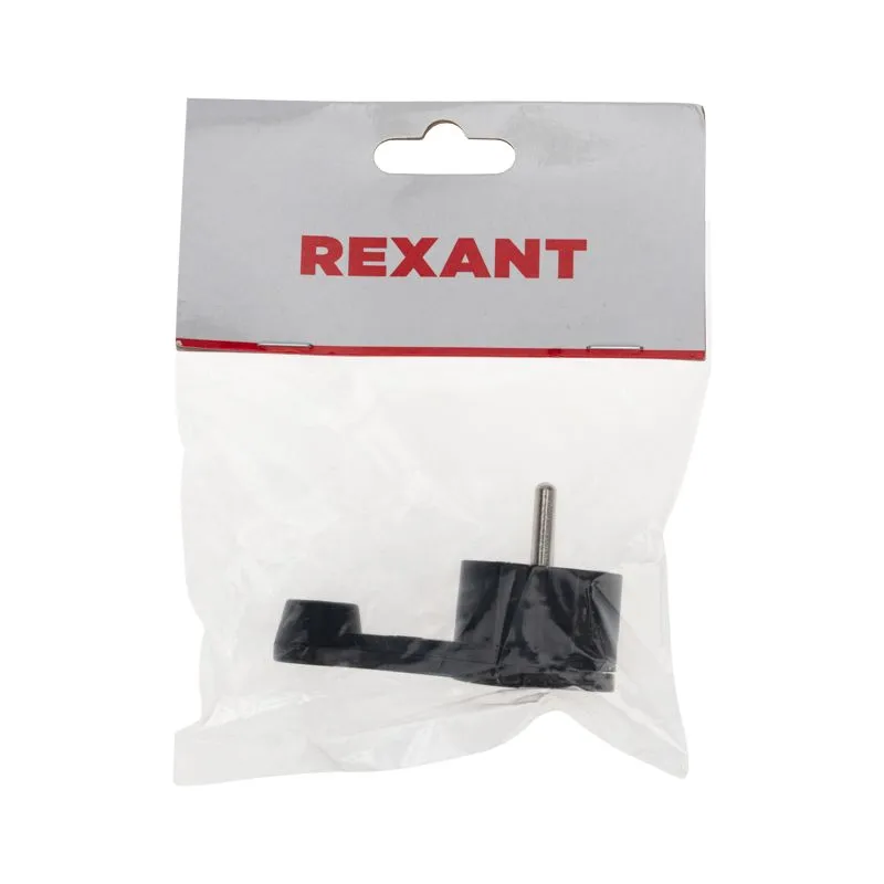 Вилка Евро угловая с з/к 16 А плоская за шкаф черная REXANT - Фото 3