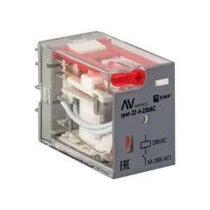 Реле промежуточное с кнопкой и мех. Индикацией RPAt 22/4 5A 230В AC EKF rpat-22-4-230AC
