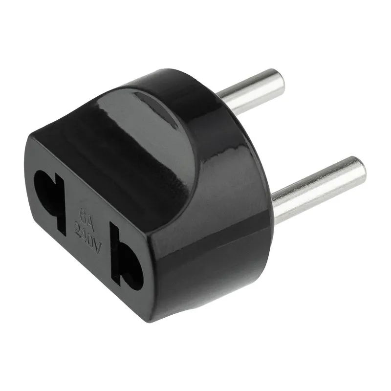 Адаптер сетевой (переходник) с Евро А/F на вилку С1 CEE 7/2 «Питер» 6А б/з черный PROconnect (пакет БОПП 1 шт/уп.) - Фото 3