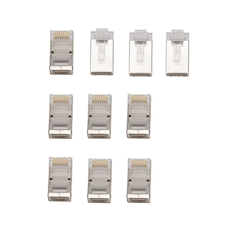 Разъем сетевой LAN на кабель, штекер 8Р8С (RJ-45), под обжим, в экране, 10шт. REXANT - Фото 3