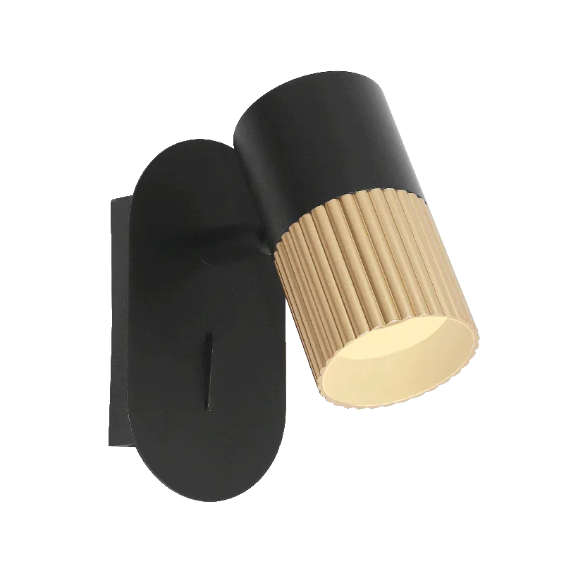 Настенный светильник WOLTA WSL-GU10/W18BG DUO под лампу GU10 Чёрный/золото D55x130x120