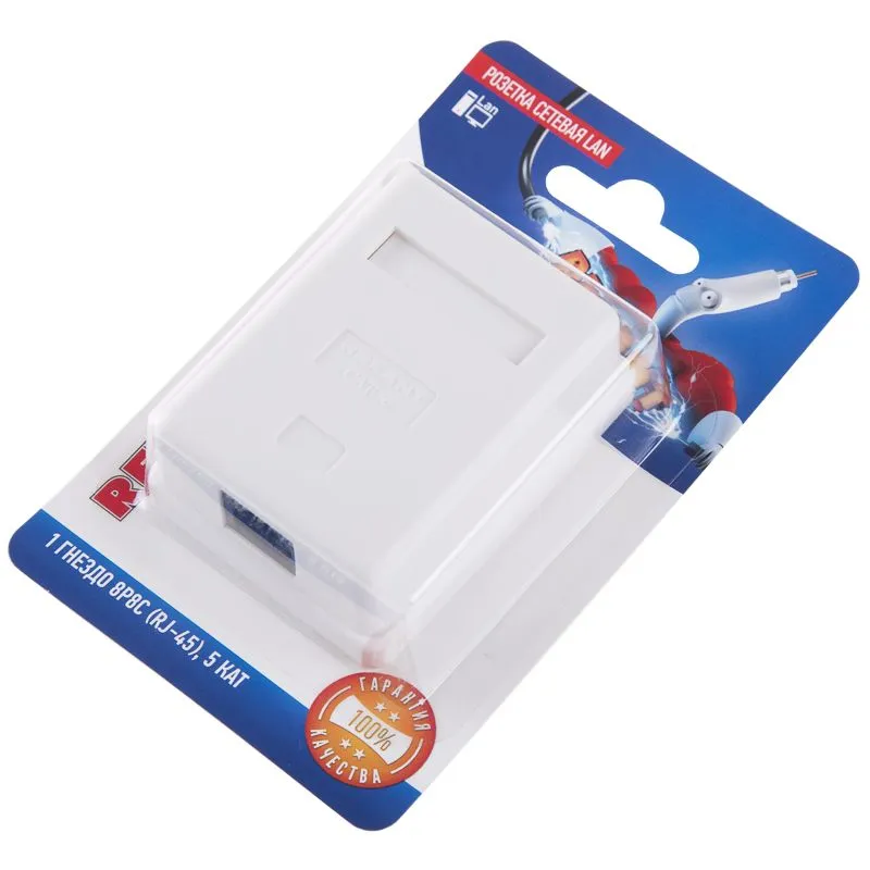 Розетка сетевая LAN, на стену, 1 гнездо 8Р8С (RJ-45), CAT 5e REXANT - Фото 2