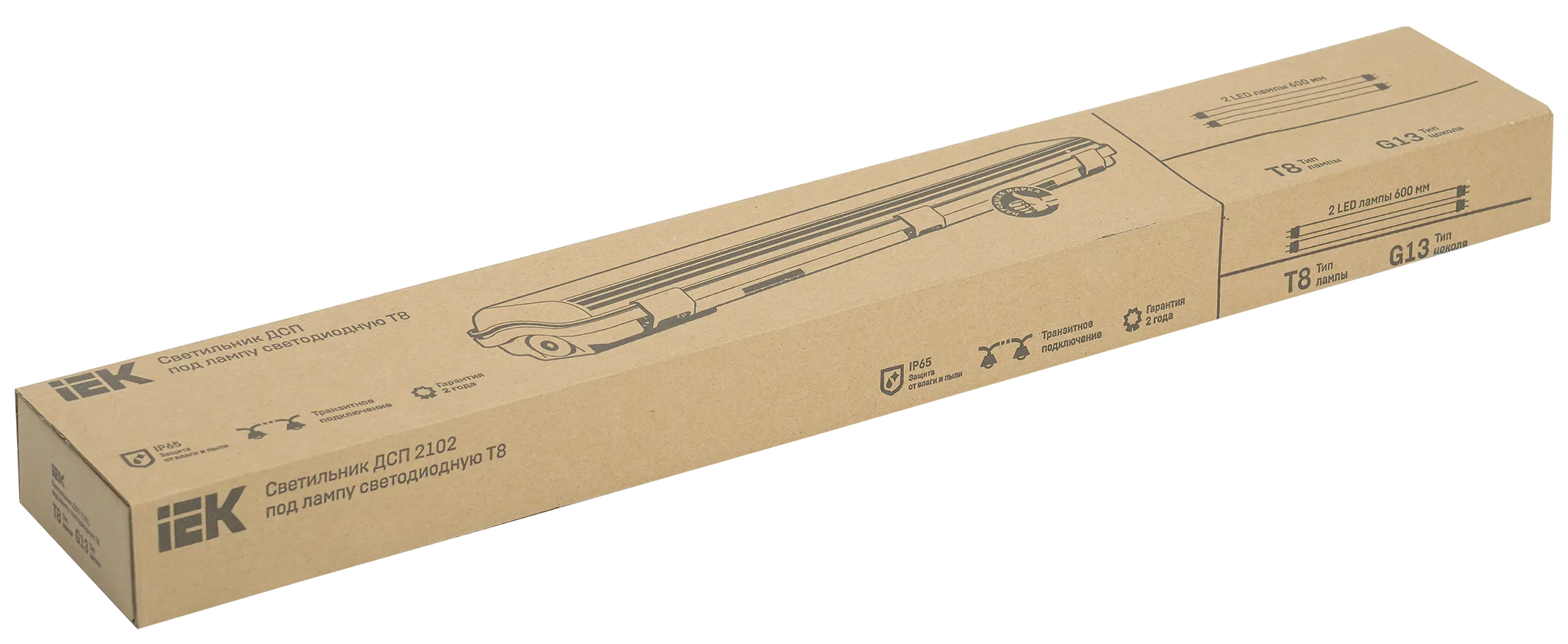 Светильник ДСП 2102 под светодиодную лампу 2хT8 600мм IP65 IEK - Фото 2