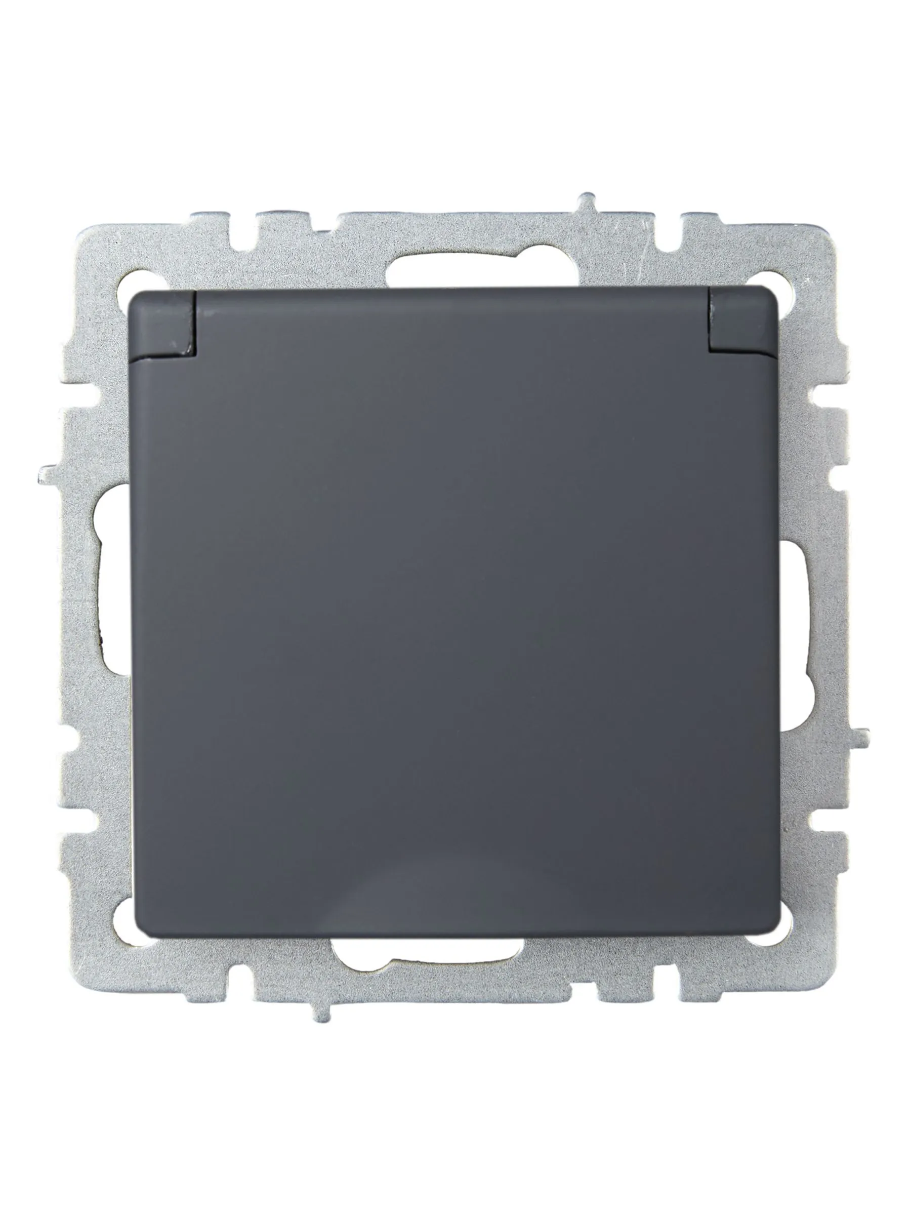 BRITE Розетка 1-местная с заземлением с защитными шторками и крышкой 16А IP20 РСбш10-3-БрГ графит IEK - Фото 3