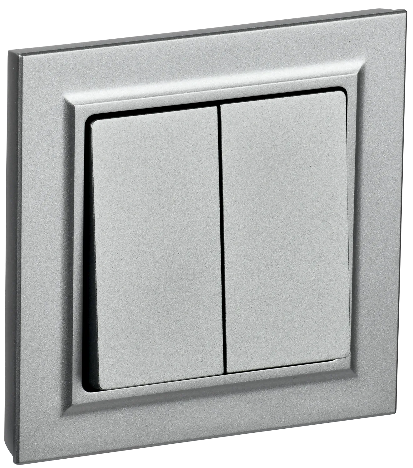 BRITE Выключатель 2-клавишный 10А в сборе ВСР10-2-0-БрА алюминий IEK