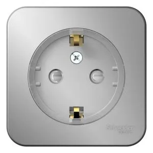 Розетка 1-м ОП Blanca 16А IP20 250В с заземл. защ. шторки с изолир. пластиной (компакт) алюм. SE BLNRA111113 1210552