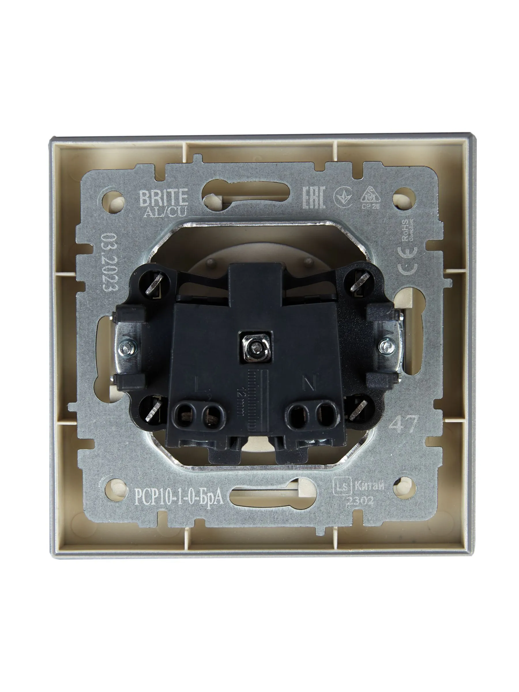 BRITE Розетка 1-местная без заземления без защитных шторок 10А в сб. РСР10-1-0-БрА алюминий IEK - Фото 5