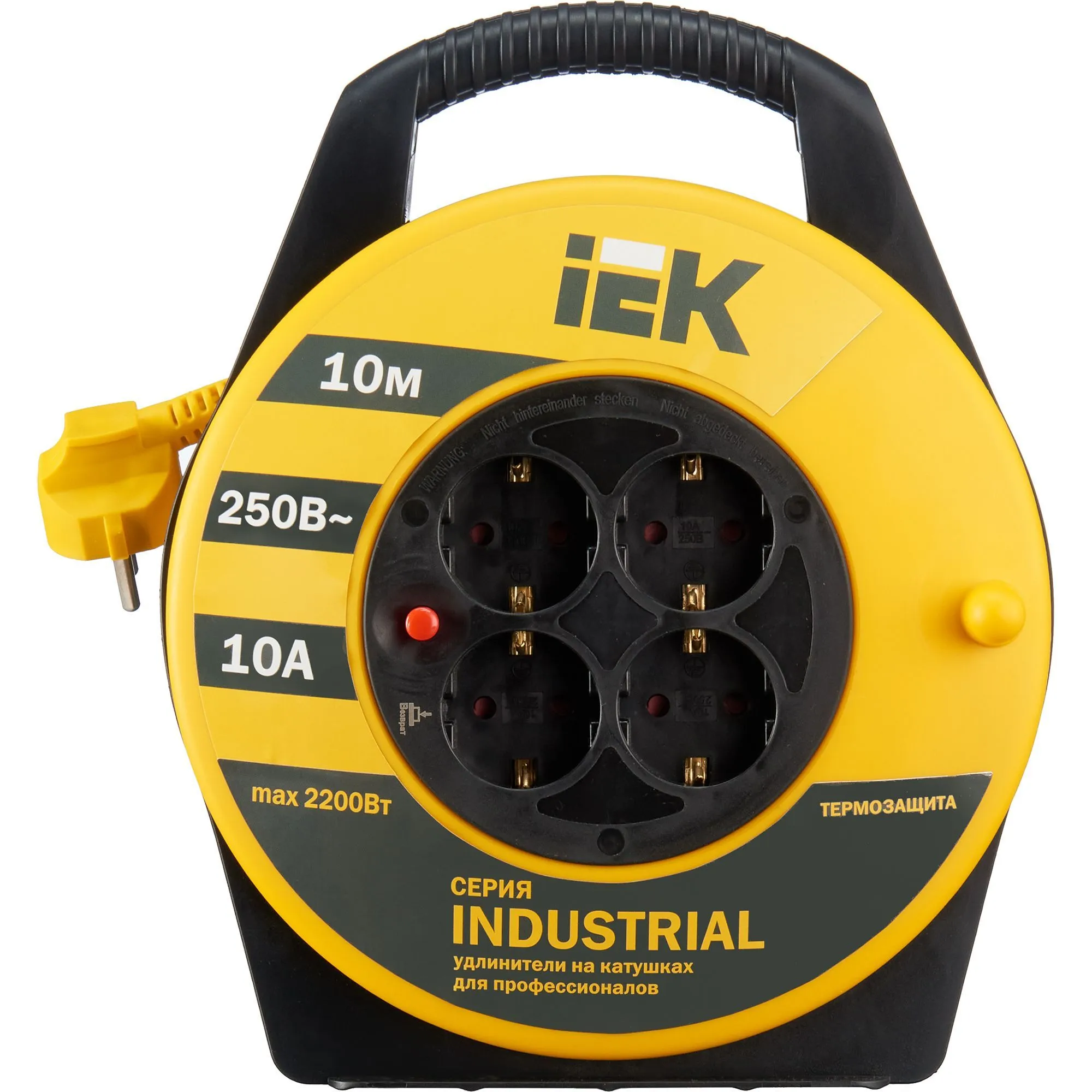 Катушка УК10 4 места с заземлением с термозащитой 3х1,0мм2 "Industrial" 10м IEK - Фото 3