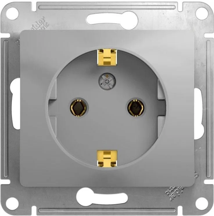 Розетка 1-м СП Glossa 16А IP20 с заземл. механизм алюм. SE GSL000343