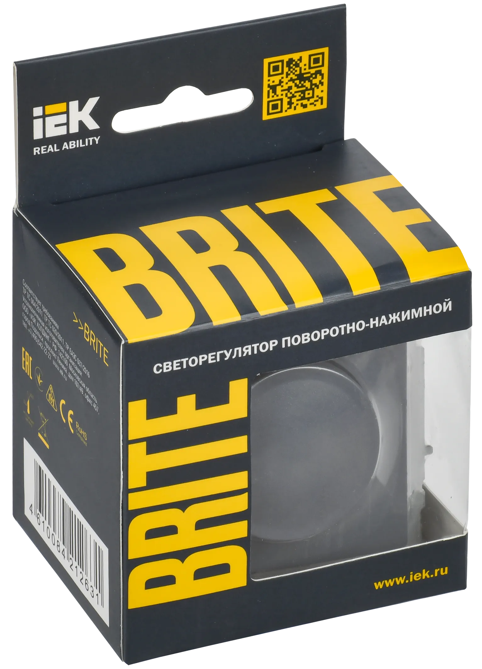 BRITE Светорегулятор поворотно-нажимной 600Вт СС10-1-0-БрМ маренго IEK - Фото 2