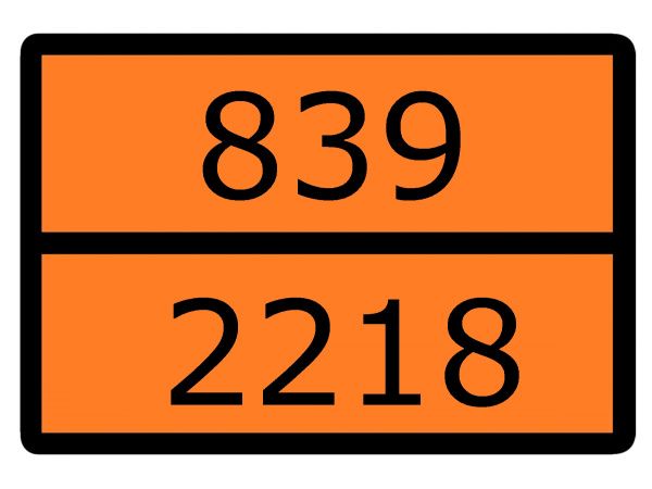 Знак наклейка "Номер ООН 839/2218" (300x400) EKF