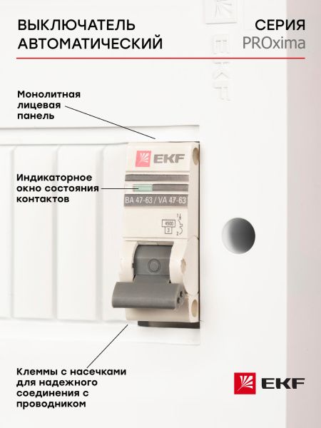 Авт. выкл. 1P 1,6 А (C) 4,5kA ВА 47-63 EKF - Фото 8