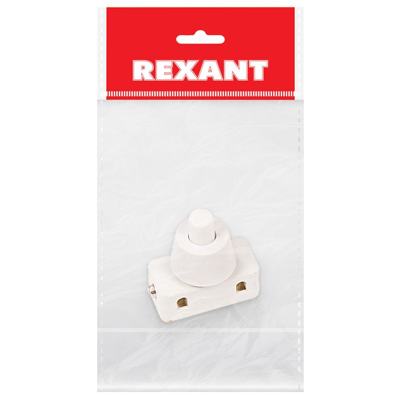 Выключатель-кнопка 250V 2А (2с) ON-OFF  белый  (PBS-17A) (для настольной лампы)  REXANT Индивидуальн
