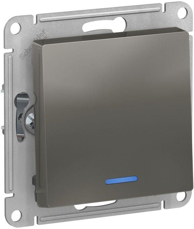 Выключатель 1-кл. СП AtlasDesign 10А IP20 (сх. 1а) 10AX с подсветкой механизм сталь SE ATN000913