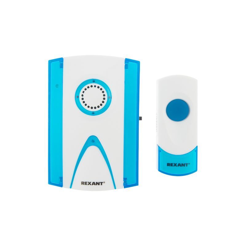 Беспроводной дверной звонок RX-3 32 мелодии 100м кнопка IP44 (белый/синий) REXANT 73-0030