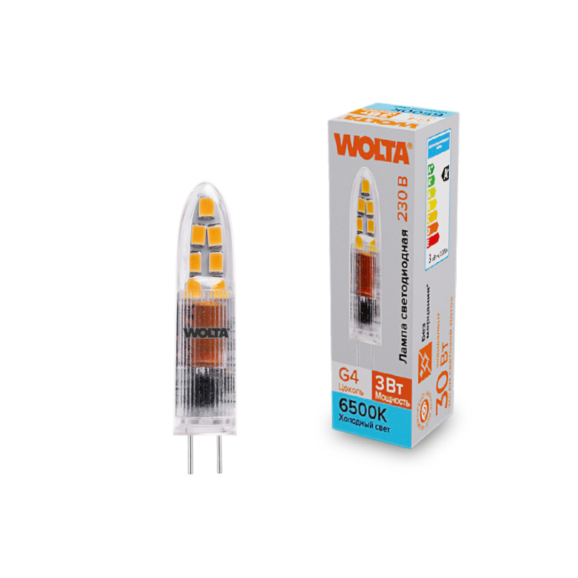 Светодиодная лампа WOLTA WSTD-JC-220V3W6KG4-P 3Вт 6500K G4
