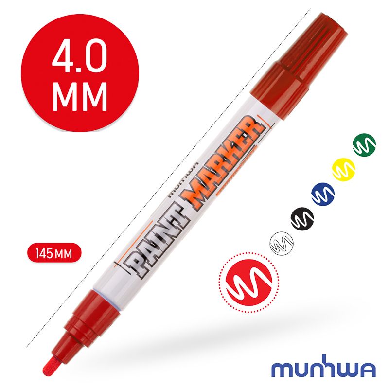 Маркер-краска MunHwa 4 мм, красная, нитрооснова - Фото 4