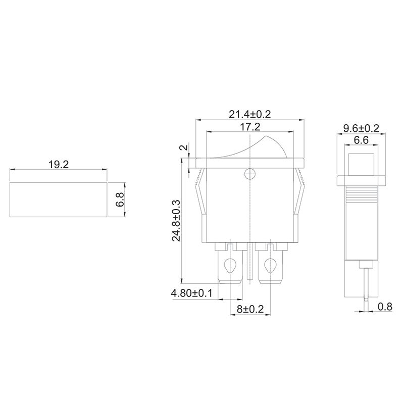 Выключатель клавишный 250V 6А (2с) ON-OFF красный Mini (RWB-103, SC-766, MRS-101-5) REXANT - Фото 2