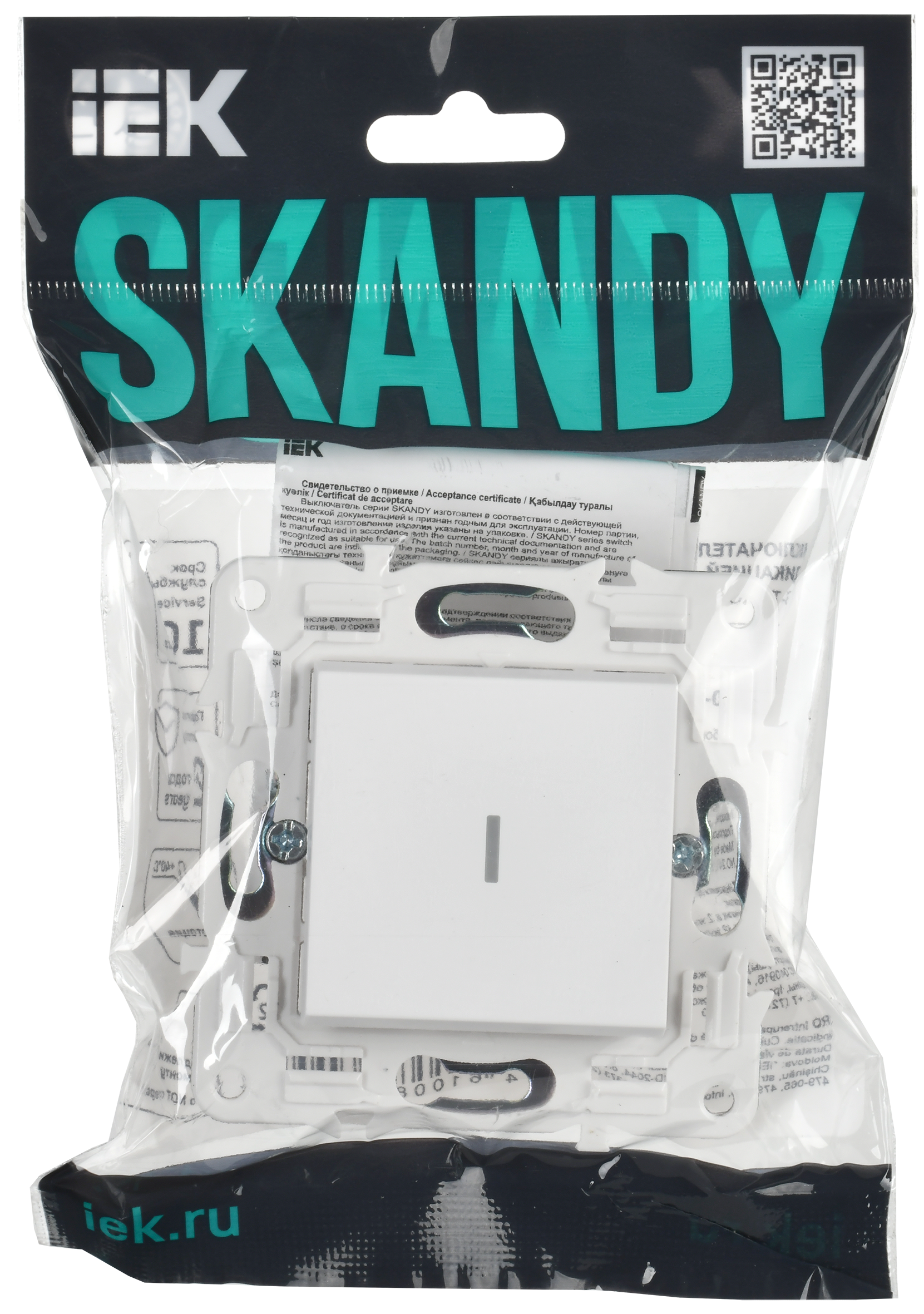 SKANDY Выключатель 1-клавишный с индикацией 10А SK-V07W арктический белый IEK - Фото 2