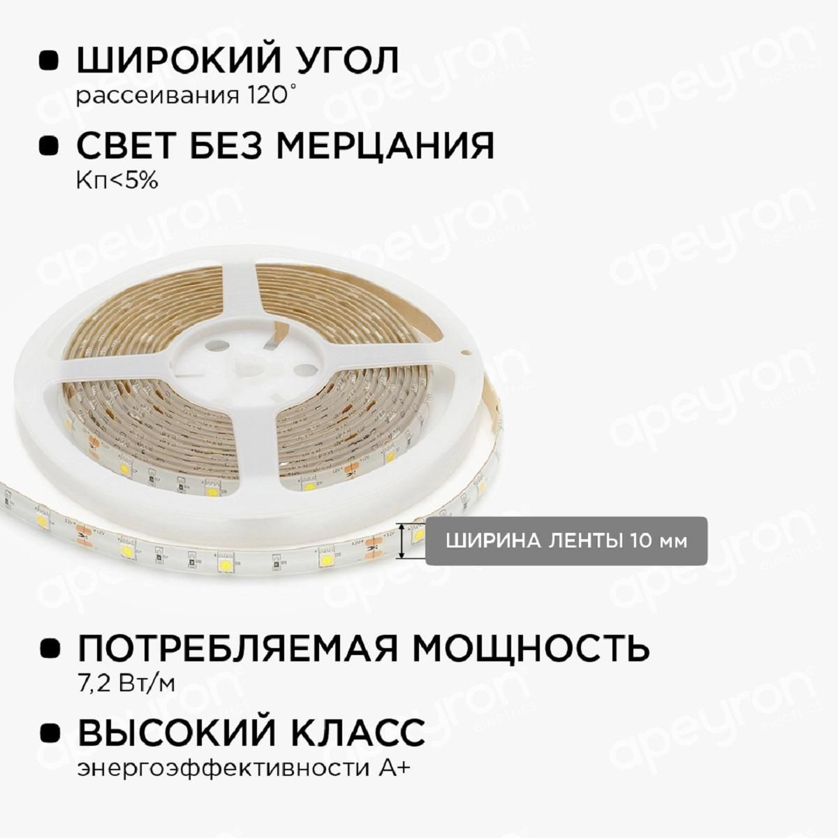 Комплект светодиодной ленты с аксессуарами smd5050 30д/м 12В 6500K IP65 5м Apeyron - Фото 5