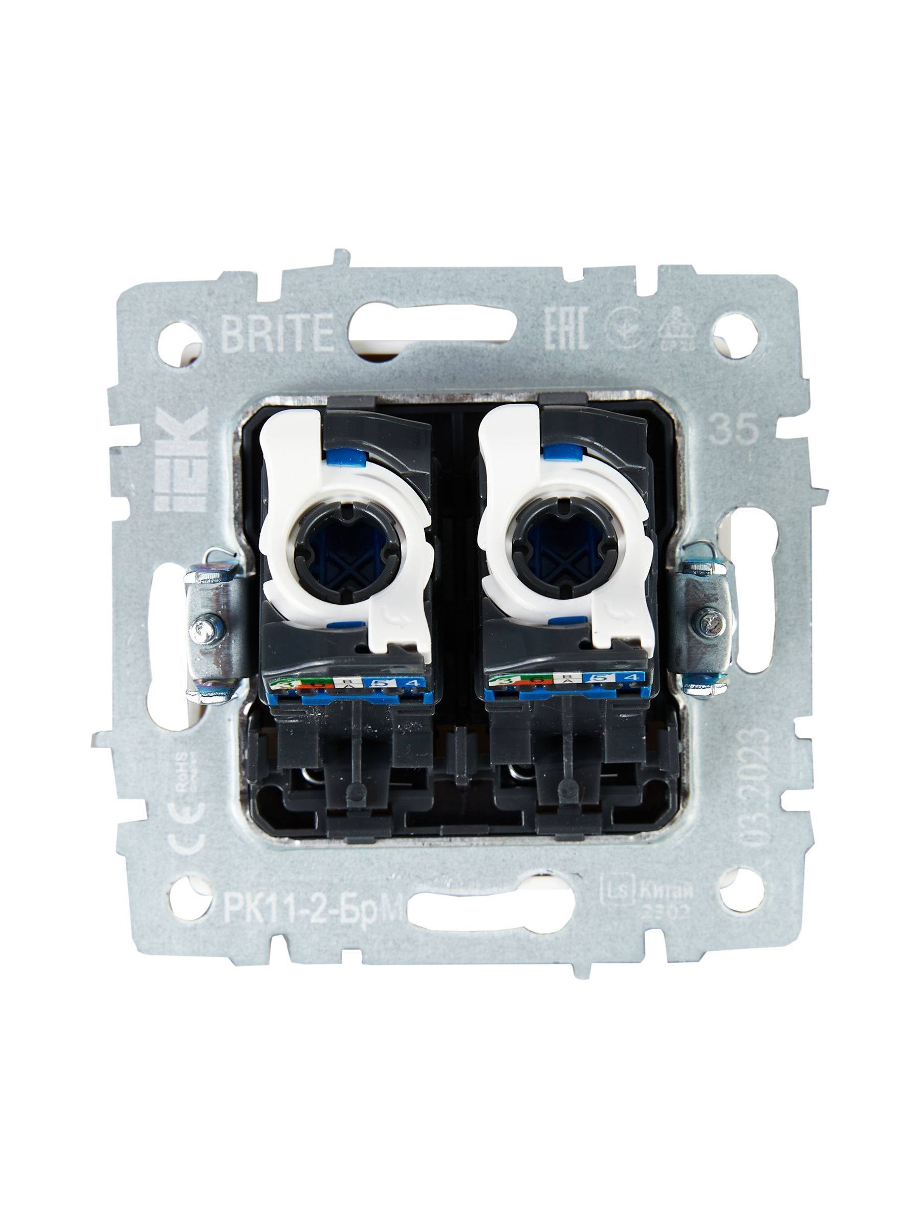 BRITE Розетка компьютерная двойная RJ45 кат.6 РК11-2-БрМ маренго IEK - Фото 3