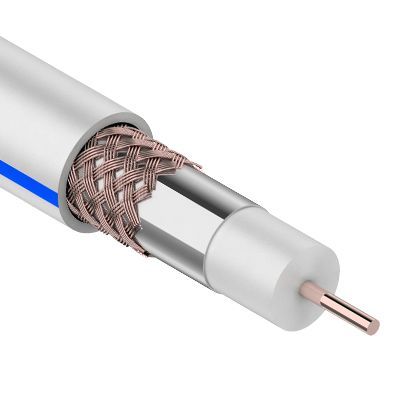 Кабель коаксиальный DG-113, Cu/Al/Cu, 75%, 75Ом, 100м, INDOOR, белый REXANT 01-2471