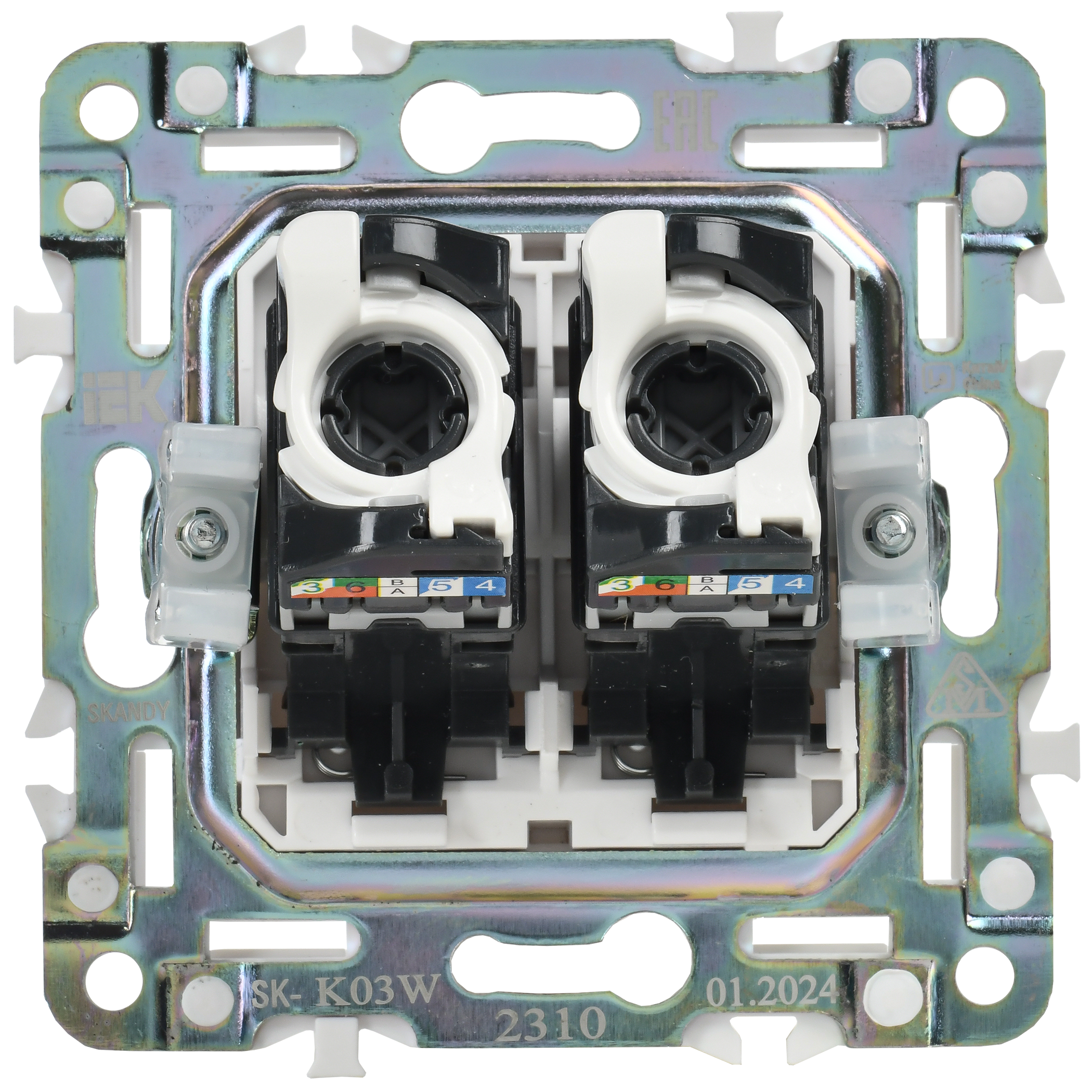 SKANDY Розетка компьютерная двойная RJ45 кат.5E SK-K03W арктический белый IEK - Фото 5