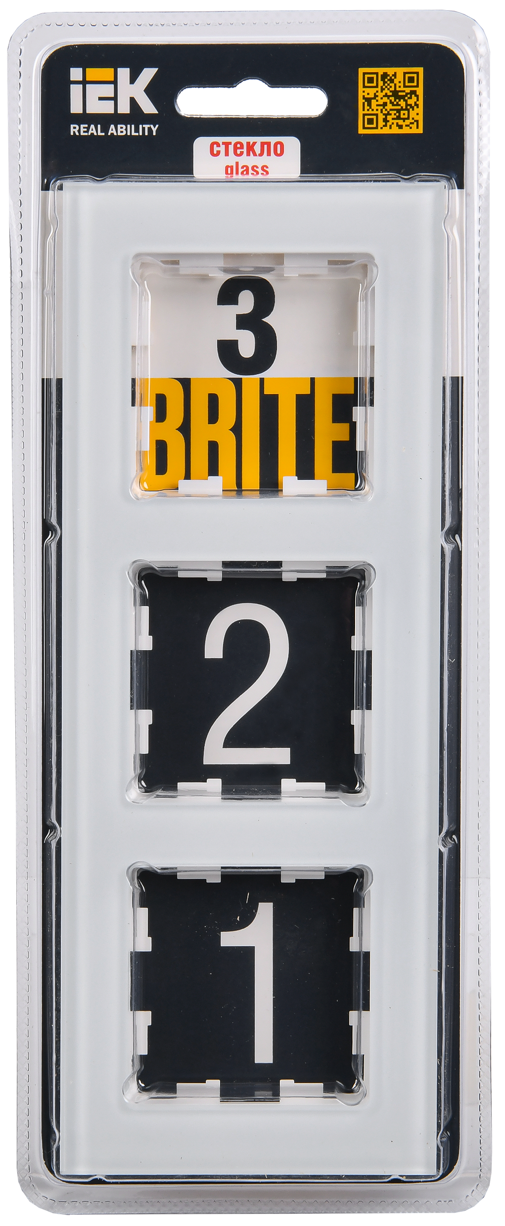 BRITE Рамка 3 -местная РУ-3-2-БрБ стекло белый IEK - Фото 2