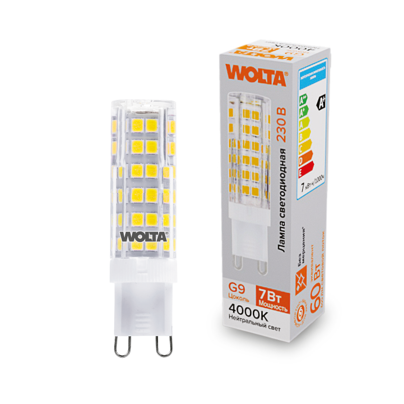 Светодиодная лампа WOLTA WSTD-JCD-7W4KG9-C 7Вт 4000K G9