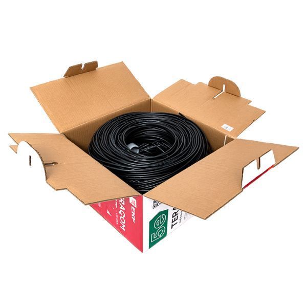 Витая пара TERACOM Cat.5E F/UTP 4 п. solid внеш. LDPE черн. (305м) - Фото 5