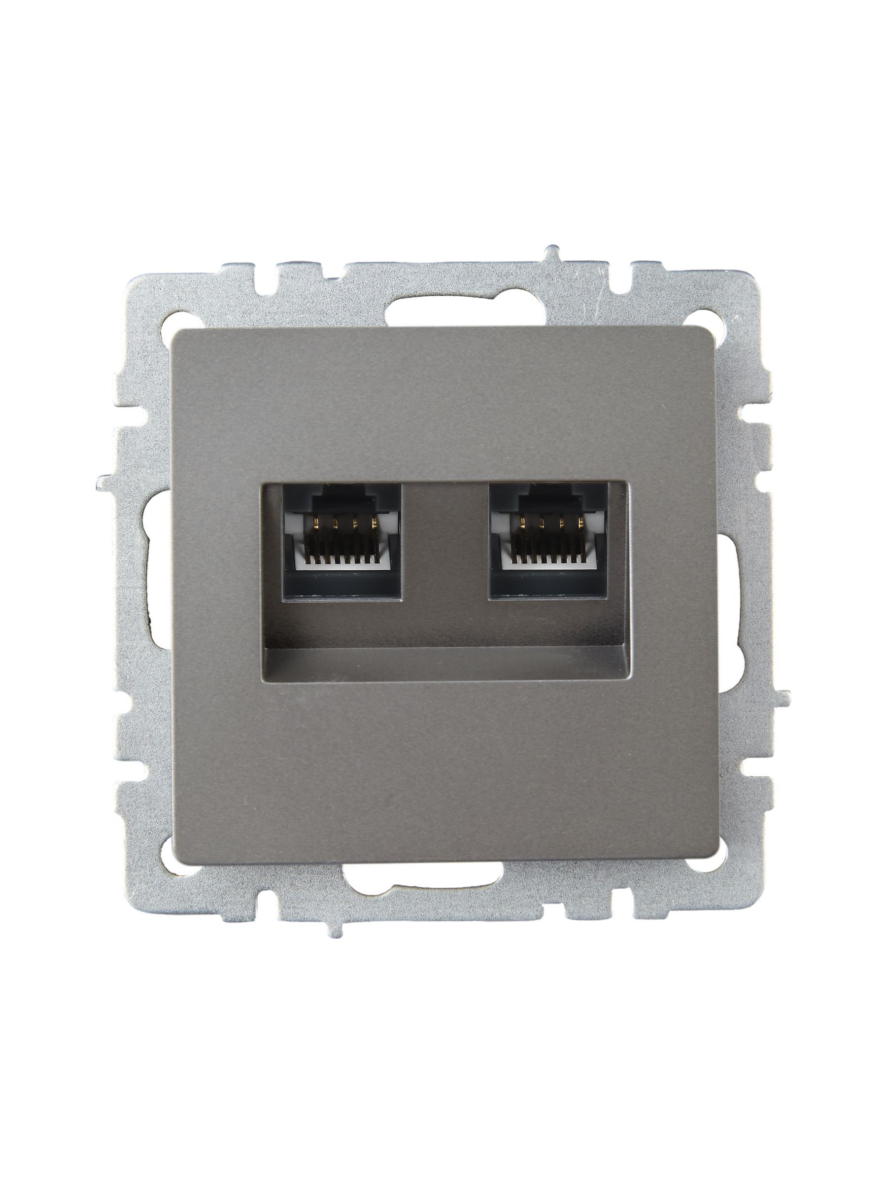 BRITE Розетка компьютерная двойная RJ45 кат.6 РК11-2-БрС сталь IEK - Фото 3