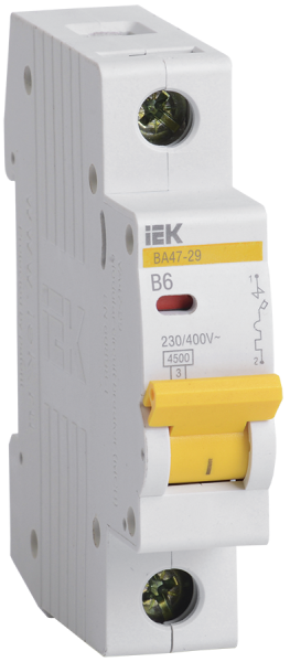 KARAT Автоматический выключатель ВА47-29 1P B 6А 4,5кА IEK